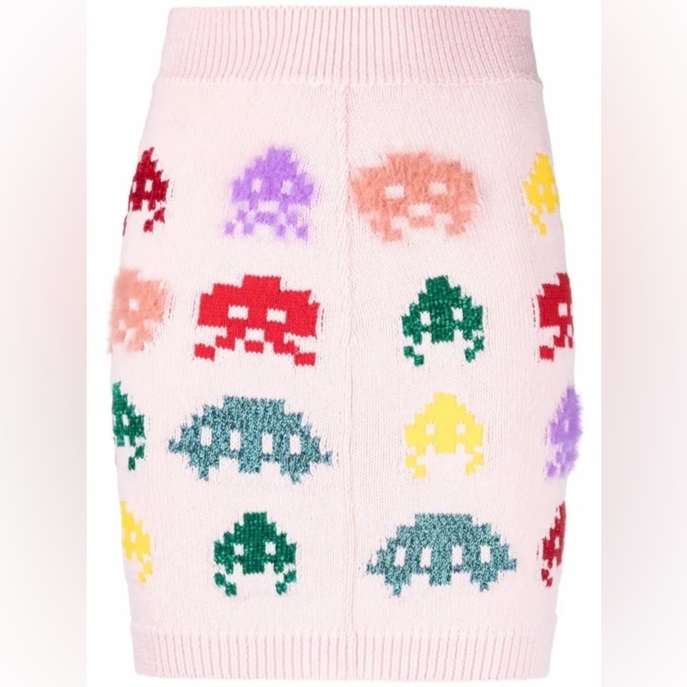 Stella McCartney Game On Space Invader Knit Mini Skirt Pink Rare Size 40 (4-6)
